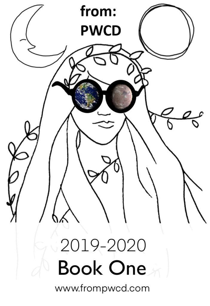 Illustration of a girl with planets in her lenses.